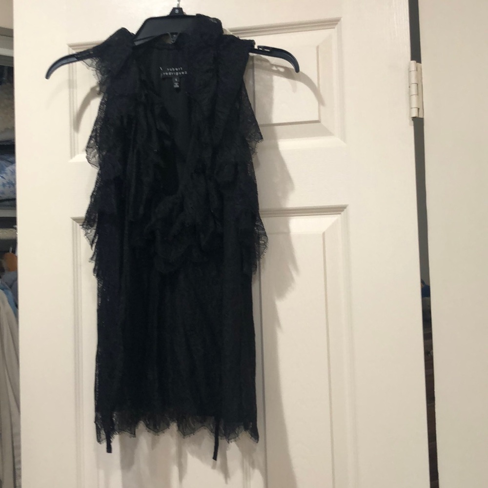 Robert Rodriguez Black Lace Deep V-Neck top